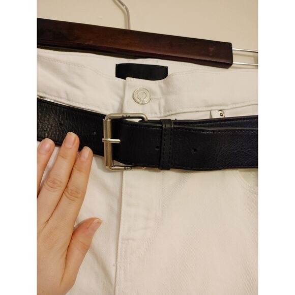 RtA Dexter Belted Boyfriend Straight Jeans White Black Leather $325 XS - Picture 5 of 12